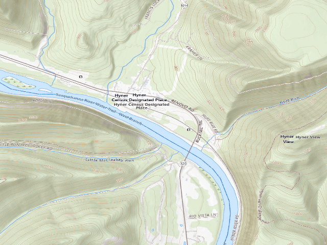 USGS topographic map of Sproul State Forest roadside campsite HY032