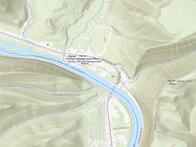 USGS topographic map of Sproul State Forest roadside campsite HY033