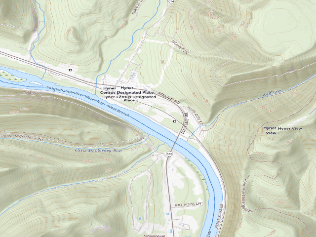 USGS topographic map of Sproul State Forest roadside campsite HY035