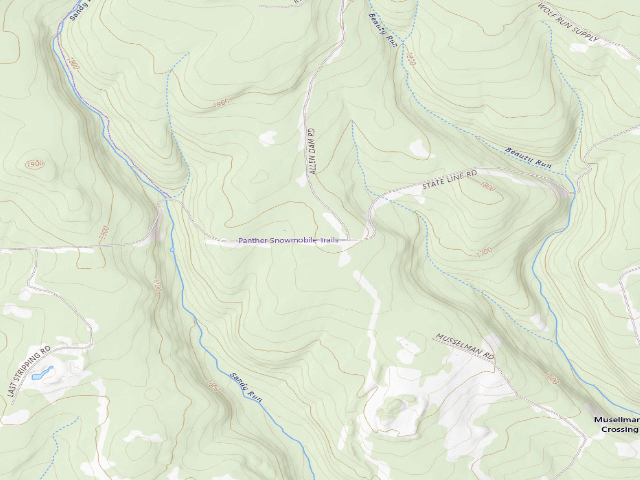 USGS topographic map of Sproul State Forest roadside campsite SS001