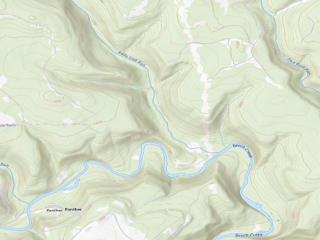 USGS topographic map of Sproul State Forest roadside campsite SS004