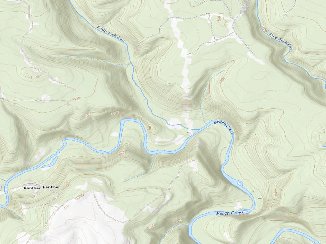 USGS topographic map of Sproul State Forest roadside campsite SS005