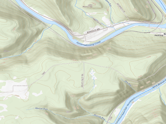 USGS topographic map of Sproul State Forest roadside campsite SS008