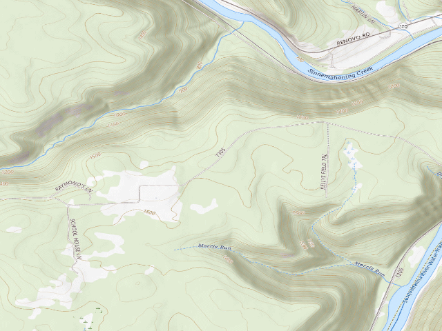 USGS topographic map of Sproul State Forest roadside campsite SS009