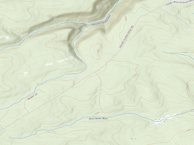 USGS topographic map of Sproul State Forest roadside campsite SS010
