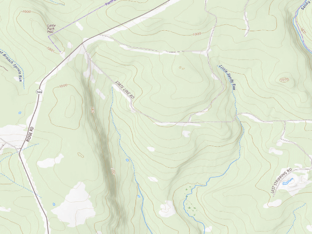 USGS topographic map of Sproul State Forest roadside campsite SS012