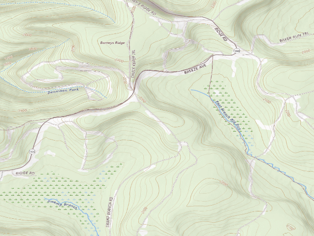 USGS topographic map of Sproul State Forest roadside campsite SS014