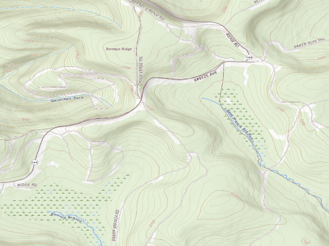 USGS topographic map of Sproul State Forest roadside campsite SS015