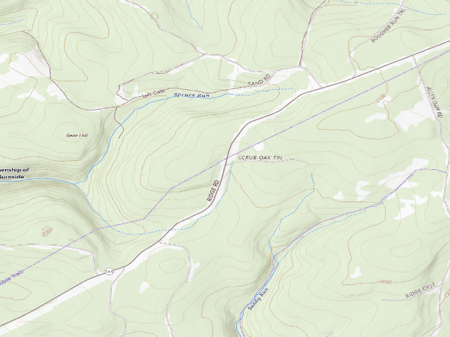 USGS topographic map of Sproul State Forest roadside campsite SS016