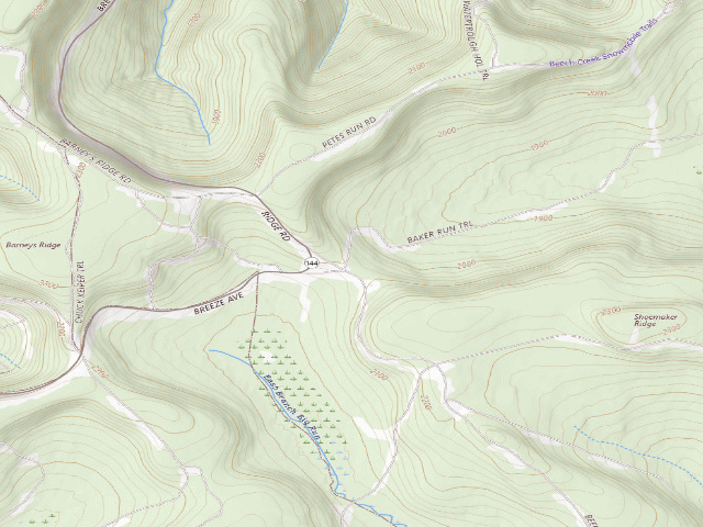 USGS topographic map of Sproul State Forest roadside campsite SS017