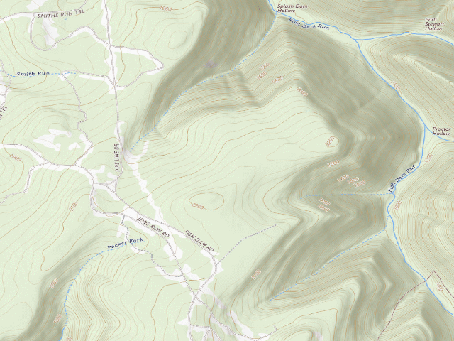 USGS topographic map of Sproul State Forest roadside campsite SS023