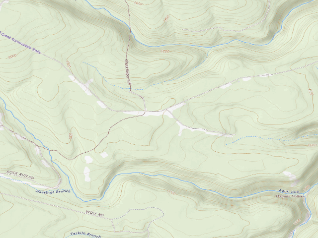 USGS topographic map of Sproul State Forest roadside campsite SS024