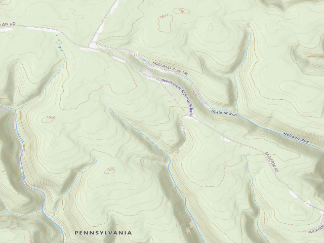 USGS topographic map of Sproul State Forest roadside campsite SS026