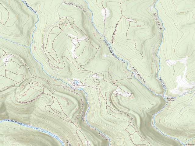 USGS topographic map of Sproul State Forest roadside campsite WS003