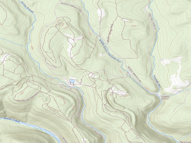 USGS topographic map of Sproul State Forest roadside campsite WS004