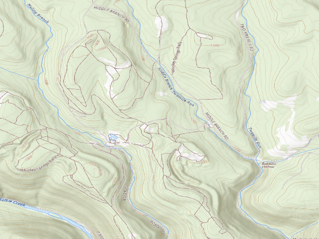 USGS topographic map of Sproul State Forest roadside campsite WS006