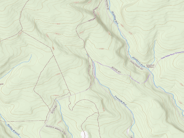 USGS topographic map of Sproul State Forest roadside campsite WS009