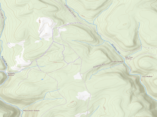 USGS topographic map of Sproul State Forest roadside campsite WS013