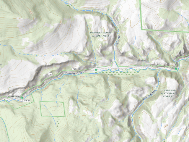 USGS topographic map of Spruce Campground