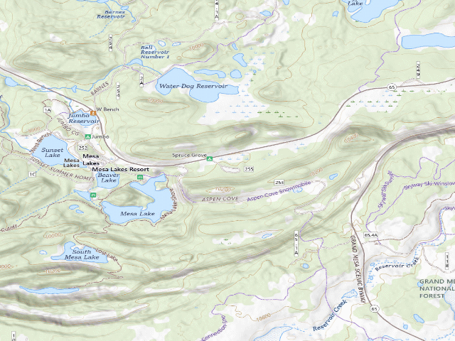USGS topographic map of Spruce Grove Campground - Grand Valley RD