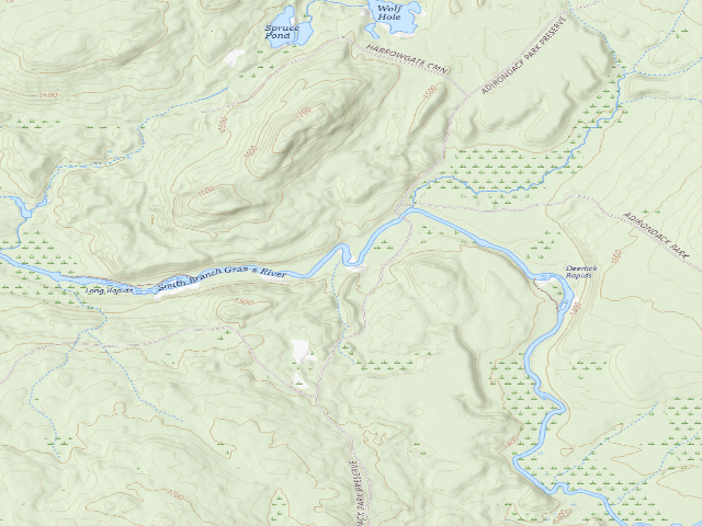 USGS topographic map of Spruce Mountain Campsite (Grass River Wild Forest)
