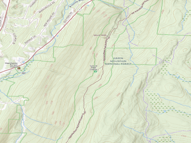 USGS topographic map of Spruce Peak Shelter