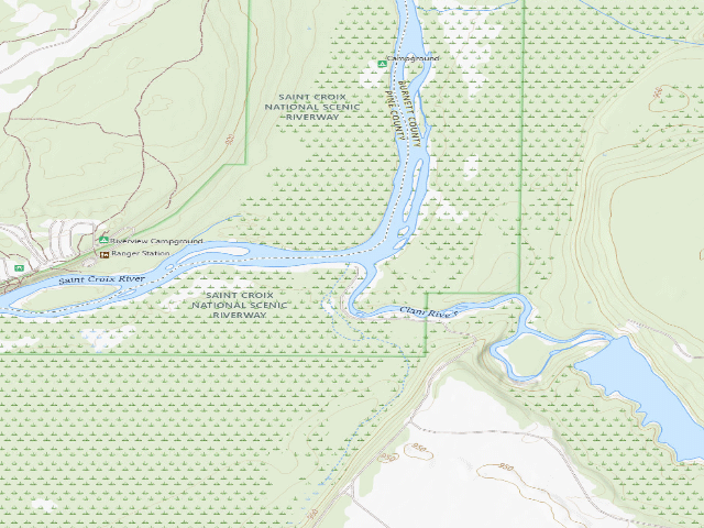 USGS topographic map of St. Croix NSR - Clam River Group Campsite (free, first-come)