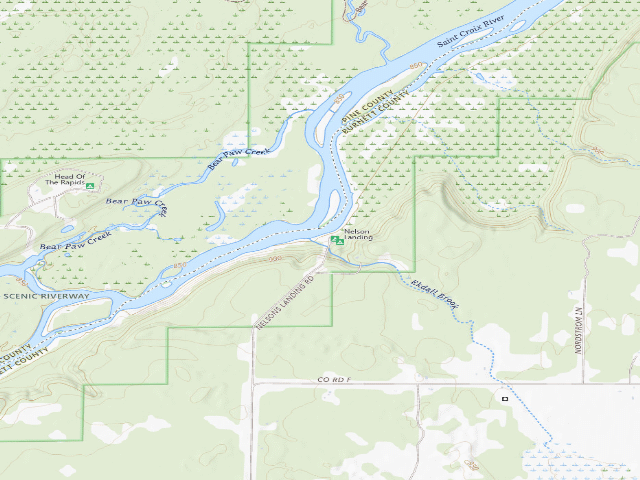 USGS topographic map of St. Croix NSR - Nelsons Landing Campsites (free, first-come)