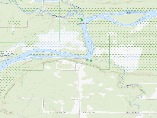 USGS topographic map of St. Croix NSR - Norway Point Landing Campsites (free, first-come)
