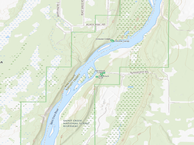 USGS topographic map of St. Croix NSR - Sandrock Cliffs Campsites (free, first-come)