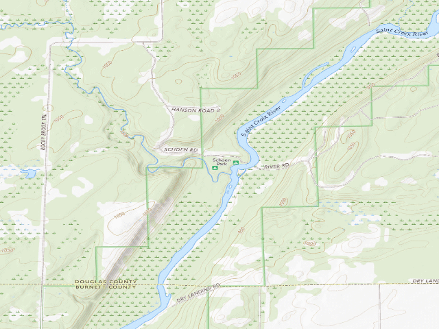 USGS topographic map of St. Croix NSR - Schoen Park Campsite (free, first-come)