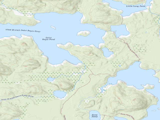 USGS topographic map of St. Regis Pond Site 1 (Saint Regis Canoe Area)