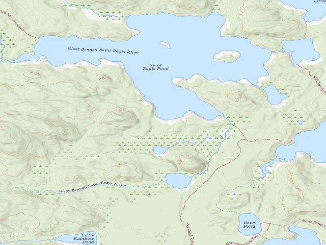 USGS topographic map of St. Regis Pond Site 2 (Saint Regis Canoe Area)