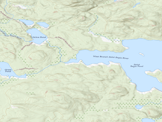 USGS topographic map of St. Regis Pond Site 4 (Saint Regis Canoe Area)