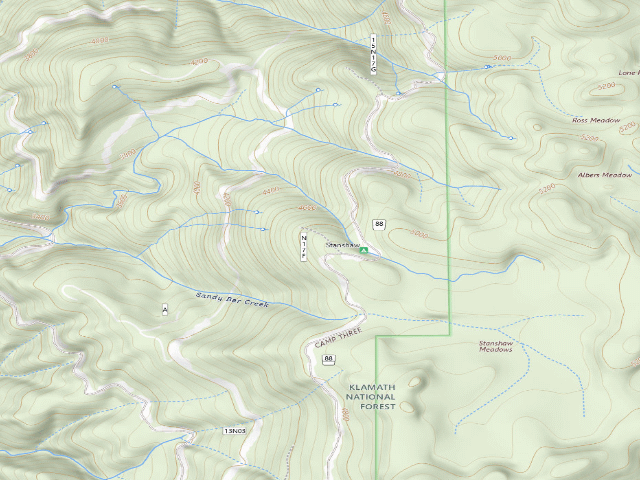 USGS topographic map of Stanshaw Equestrian Camp and Trailhead