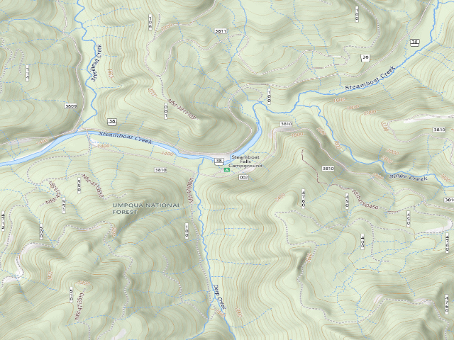 USGS topographic map of Steamboat Falls Campground