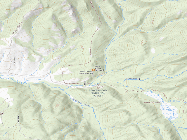 USGS topographic map of Steel Creek Campground