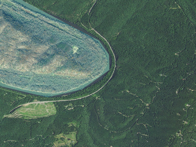 Aerial image of Stickpile Hill hiker-biker campsite (C&O Canal towpath mile 149.4)