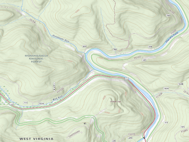 USGS topographic map of Stonecoal Campground