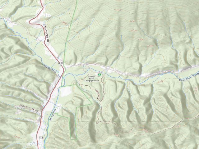 USGS topographic map of Stony Fork Campground