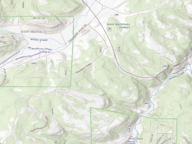 USGS topographic map of Strawberry Valley Free Campsite