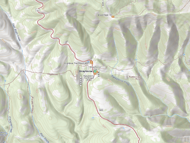 USGS topographic map of Strayhorse Campground