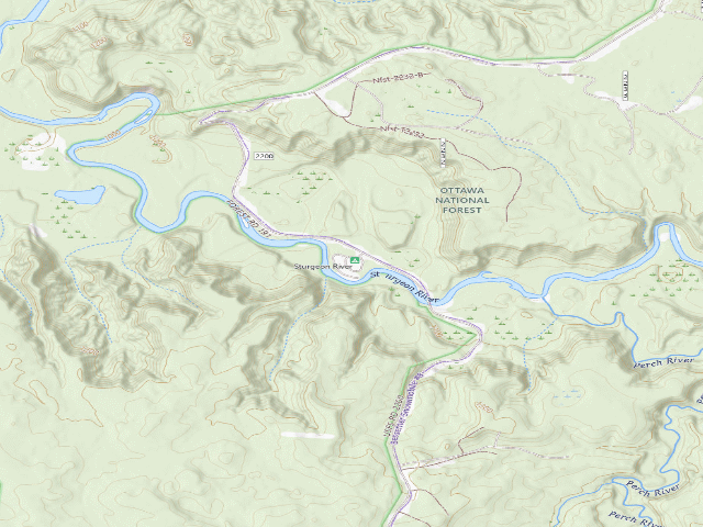USGS topographic map of Sturgeon River Campground