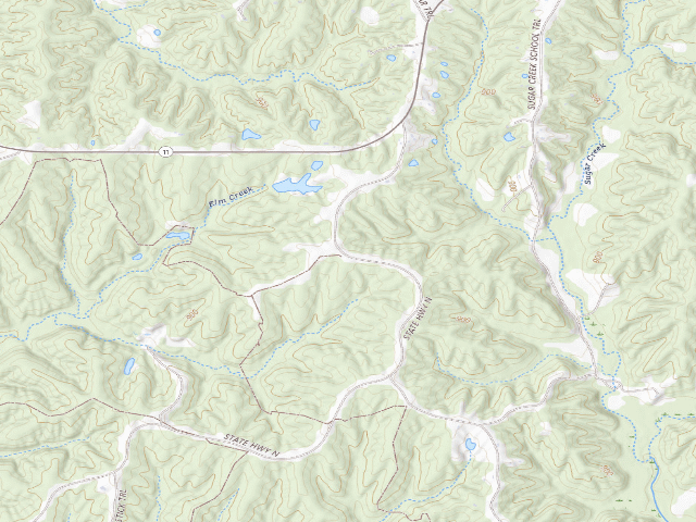 USGS topographic map of Sugar Creek Conservation Area