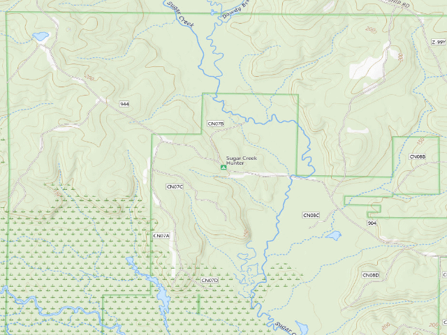 USGS topographic map of Sugar Creek Hunter