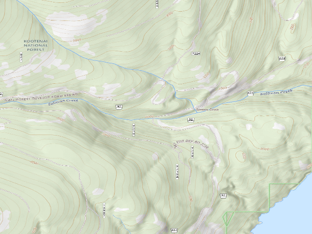 USGS topographic map of Sullivan Creek Disp.