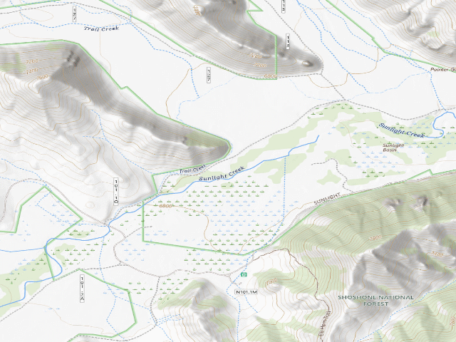 USGS topographic map of Sunlight Basin WHMA — Grizzly