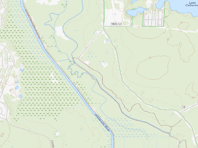 USGS topographic map of Sunnyhill group campsite (Sunnyhill Restoration Area)