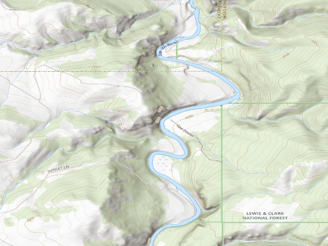 USGS topographic map of Sunset Cliff Boat Camps