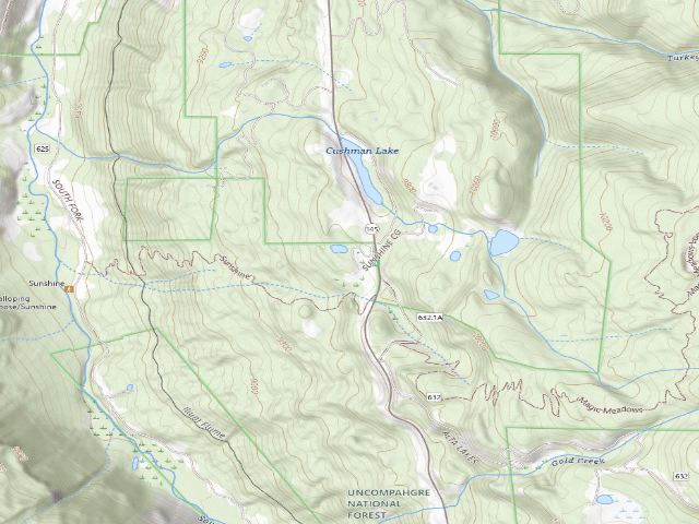 USGS topographic map of Sunshine Campground